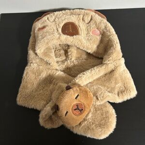 Kids brown faux fur Capybara plush hat NEW